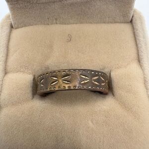 Vintage Brass Patterned Band Ring – Rustic Boho Style
